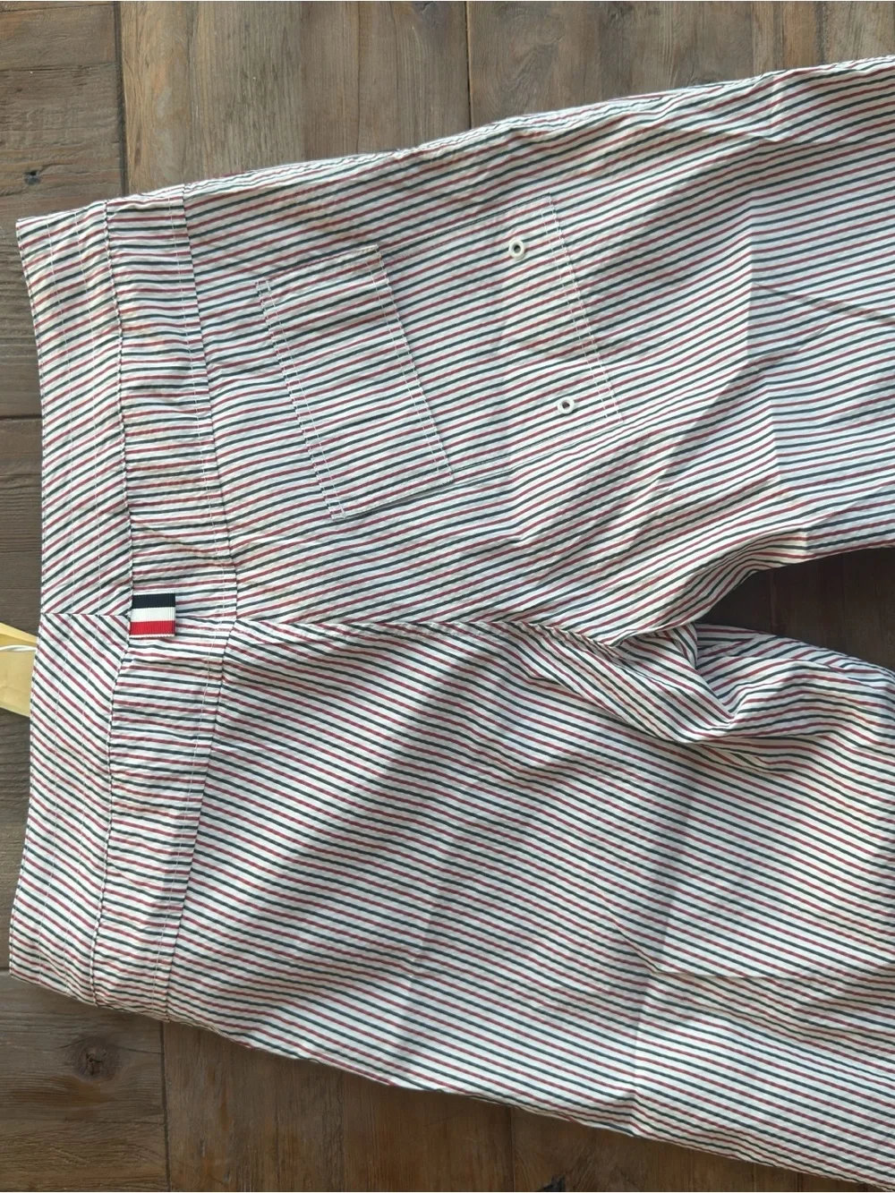 Thom Browne Red & White Striped Swim Shorts